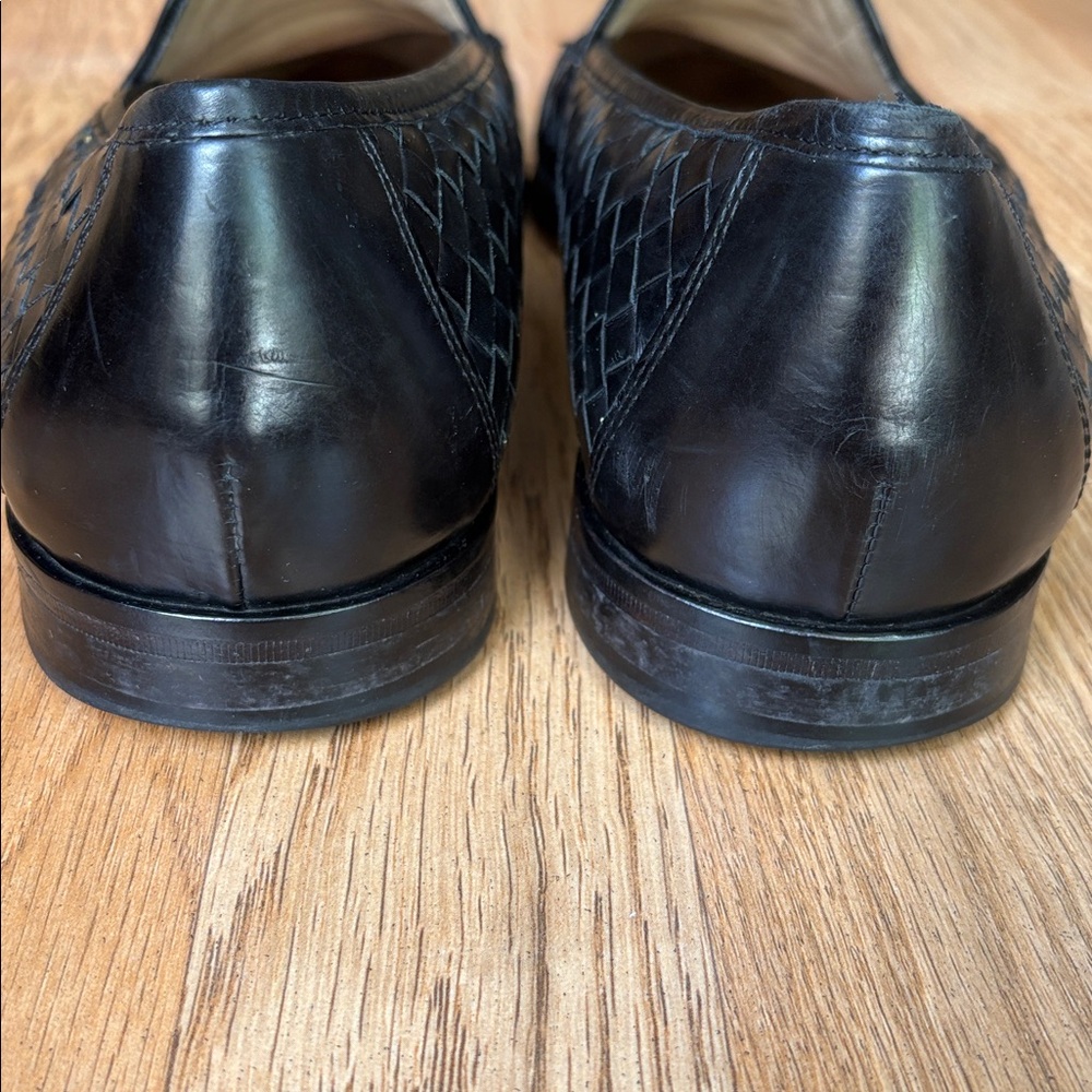 Cole Haan black woven leather men's slip on classic loafers timeless Sz 12 - Picture 4 of 7